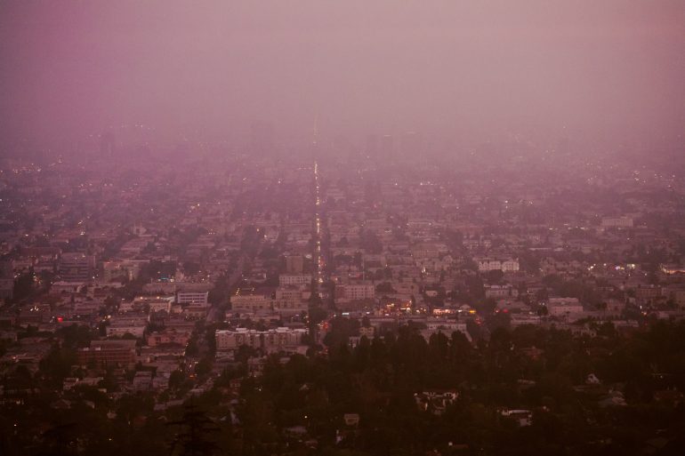 Photography of dusk over Los Angeles, California