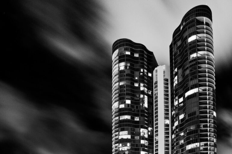 A long exposure photo of a high rise condominium in South Florida