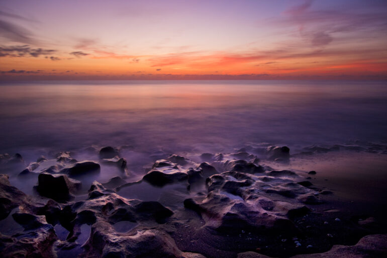 This 30 second long exposure photo was taken at sunrise with the Pentax K3 and the Pentax 18-135mm f/3.5-5.6 lens.