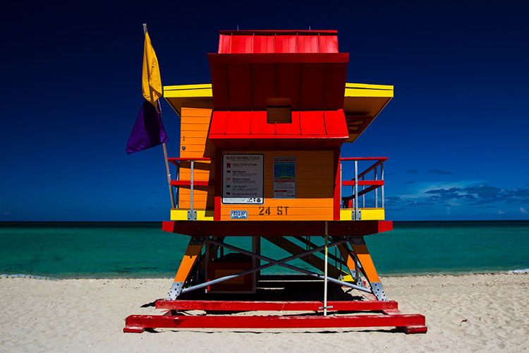 Colorful Miami Beach lifeguard tower