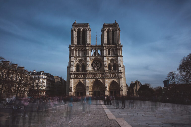 A daytime long exposure of Notre-Dame Cathedral in Paris